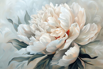 Wall Mural - white peony flower isolated on a white background in 