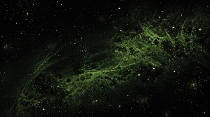 Wall Mural - Nebula's Embrace in Cosmic Space. Vivid green nebula patterns spread across the starry space backdrop.