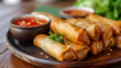 Details wiht the Chinese spring rolls dish. AI generated