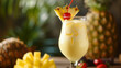 Details with a pina colada cocktail. AI generated