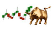 Bull market, concept of stock market exchange or financial analysis, 3d render