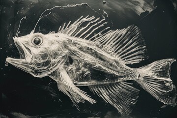 Poster - A black and white photo of a fish. Suitable for various uses
