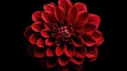 Poster - A close-up view of a vibrant red flower against a dark black background. This image can be used to add a pop of color and elegance to various design projects