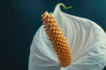 Poster - A detailed view of a white flower with a vibrant green stem. This image can be used in various creative projects and designs