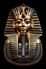 Poster - A golden mask featuring a blue stripe. Perfect for masquerade parties or theatrical performances