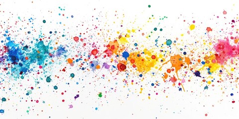 Poster - Colorful paint splatters on a white surface. Perfect for artistic projects or adding a pop of color to any design