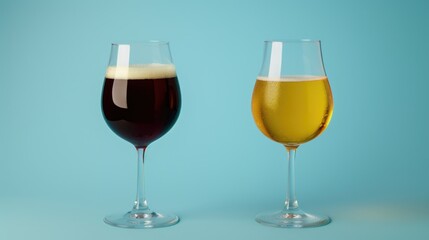 Poster - Two glasses of beer sitting next to each other. Perfect for pub scenes or beer-themed designs