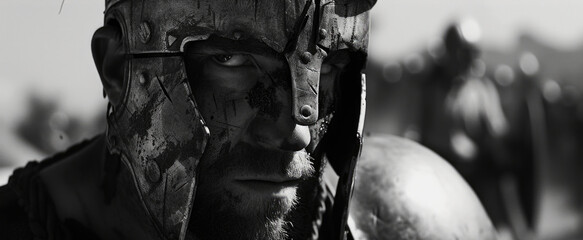 Poster - A black and white photo featuring a man with a wooden face. This unique image can be used for various creative projects