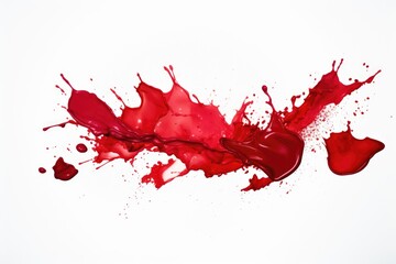 Poster - A dynamic image capturing the moment when red liquid splashes onto a pristine white surface. This versatile image can be used to depict concepts such as creativity, energy, excitement, or even a mess.