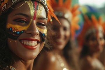 Poster - Close up of a woman with face paint. Can be used for costume parties or theatrical performances