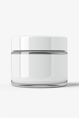 Poster - A jar of cream placed on a clean white surface. Perfect for skincare and beauty product concepts