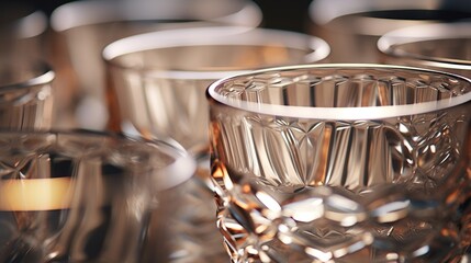 Aufkleber - Close up of a group of glasses on a table. Perfect for restaurant or bar themes