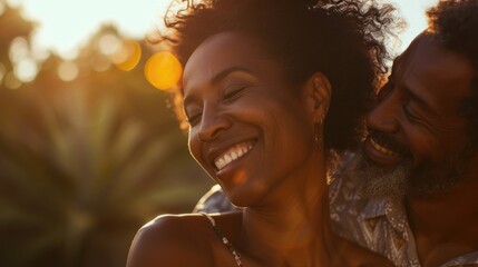 Poster - A picture of a man and a woman smiling at each other. Suitable for use in various contexts