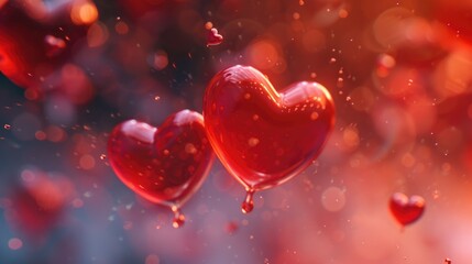 Poster - A beautiful image featuring a bunch of red hearts floating in the air. Perfect for expressing love and affection. Ideal for Valentine's Day promotions