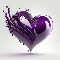 Sticker - AI generated illustration of a heart-shaped object dripping with a vibrant purple liquid