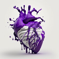 Sticker - AI generated illustration of a heart-shaped object dripping with a vibrant purple liquid