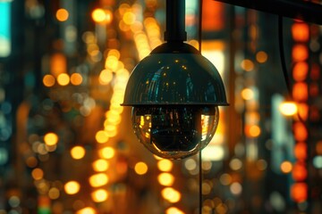 Poster - A detailed view of a street light with vibrant lights in the background. Perfect for urban or city-themed projects