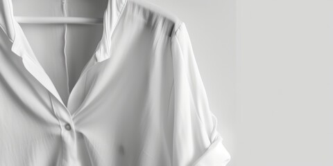 Aufkleber - A white shirt hanging on a hanger. Can be used for fashion, clothing, or laundry concepts