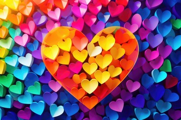Poster - A heart made out of many different colored hearts. Perfect for expressing love and affection. Can be used for Valentine's Day, anniversaries, or any occasion that calls for a heartfelt message