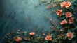 Obraz różowych kwiatów na niebieskim tle