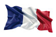 © Mirador - Majestic French flag waving against a pure white background, symbol of national pride
