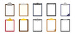 Clipboard icon. Clipboard checklist or document. Vector isolated icons or signs. Clipboard with checkmark cross and text