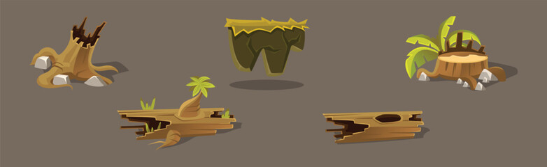 Poster - Forest Landscape Elements for Video Game Flat Vector Set
