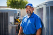 © Aleksandr - Cheerful elderly hvac technician with gray beard installing air conditioning units with expertise