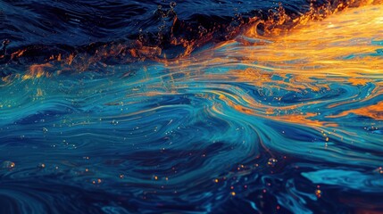 Wall Mural -  a close up of a wave in the ocean with a bright orange light coming from the top of the wave and the bottom of the wave to the bottom of the wave.