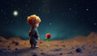 © Manuel Mata - Recreation of a small kid and a red flower in a moon