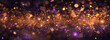 Glowing bokeh in golden and purple colors. Abstract wallpaper with empty space.