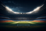 Fototapeta Sport - night view of a footbal, soccer stadium. 