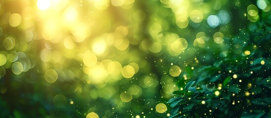 Poster - Vibrant Green Bokeh Lights Create a Mesmerizing Nature Background