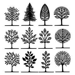 Trees Vector Line Icon Set. Vector illustration