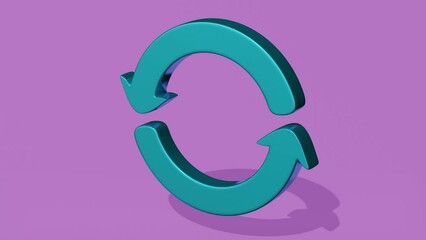 Poster - Lilac studio background with metal symbol round arrow. Minimal modern seamless motion design. Abstract loop animation
