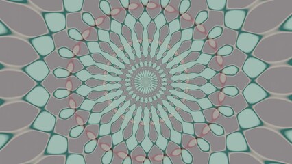 Poster - Captivating 3D-rendered kaleidoscopic looped background with swirling pink and blue petals surrounding a vibrant green center, offering a dynamic and entrancing visual display