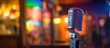 Retro microphone against blur colorful light