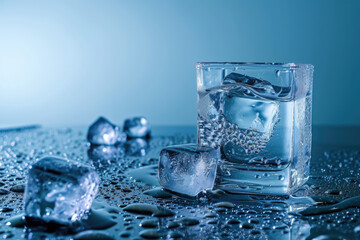 photo of a solid and liquid state with a ice and a water