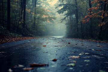 Wall Mural - a road through the autumn woods