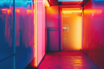 Poster - photo of a bright and dim color with a neon and a pastel