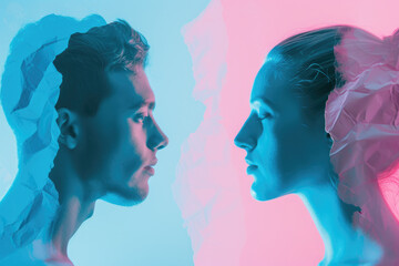 photo of a male and female gender with a blue and a pink