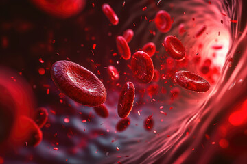 Wall Mural - blood vessel with red blood cells moving through it