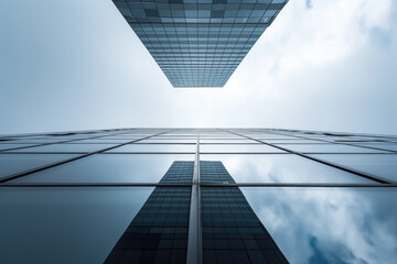 Wall Mural - photo of a horizontal and vertical line with a horizon and a skyscraper