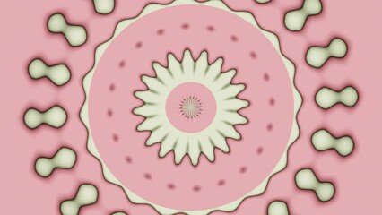 Poster - Mesmerizing 3D-rendered seamless looped abstract background with vibrant circular objects in motion. It incorporates pink and yellow elements arranged in circular patterns, offering a dynamic visual