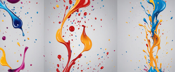 Wall Mural - Set of liquid splashes in different colors, 3d render