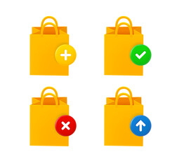 Aufkleber - Shopping bag icon set with different pictograms. 3d vector icons set