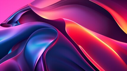 Wall Mural - vibrant fluid abstract waves. smooth and shiny shape