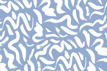 Wall Mural - Modern minimalist abstract doodle brush stroke painting seamless pattern. Stylish wavy marble background prints. Paint line background vector illustration. Hipster seamless pattern