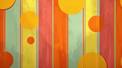 Wall Mural - An abstract background with a mid-century modern aesthetic, featuring vintage warm hues.