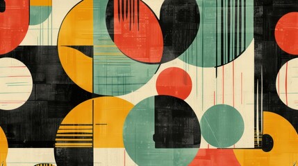 Wall Mural - Abstract mid-century modern background with vintage warm colors.